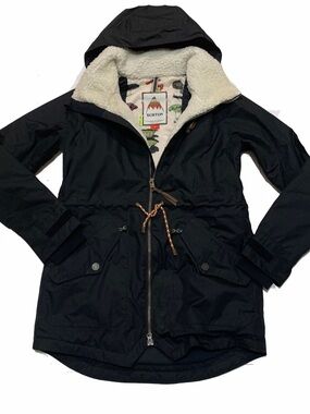 Burton Black Hooded Sherpa collar jacket